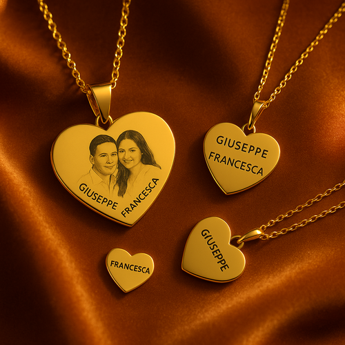 Personalisierter Anhänger in Herzform + Halskette SET