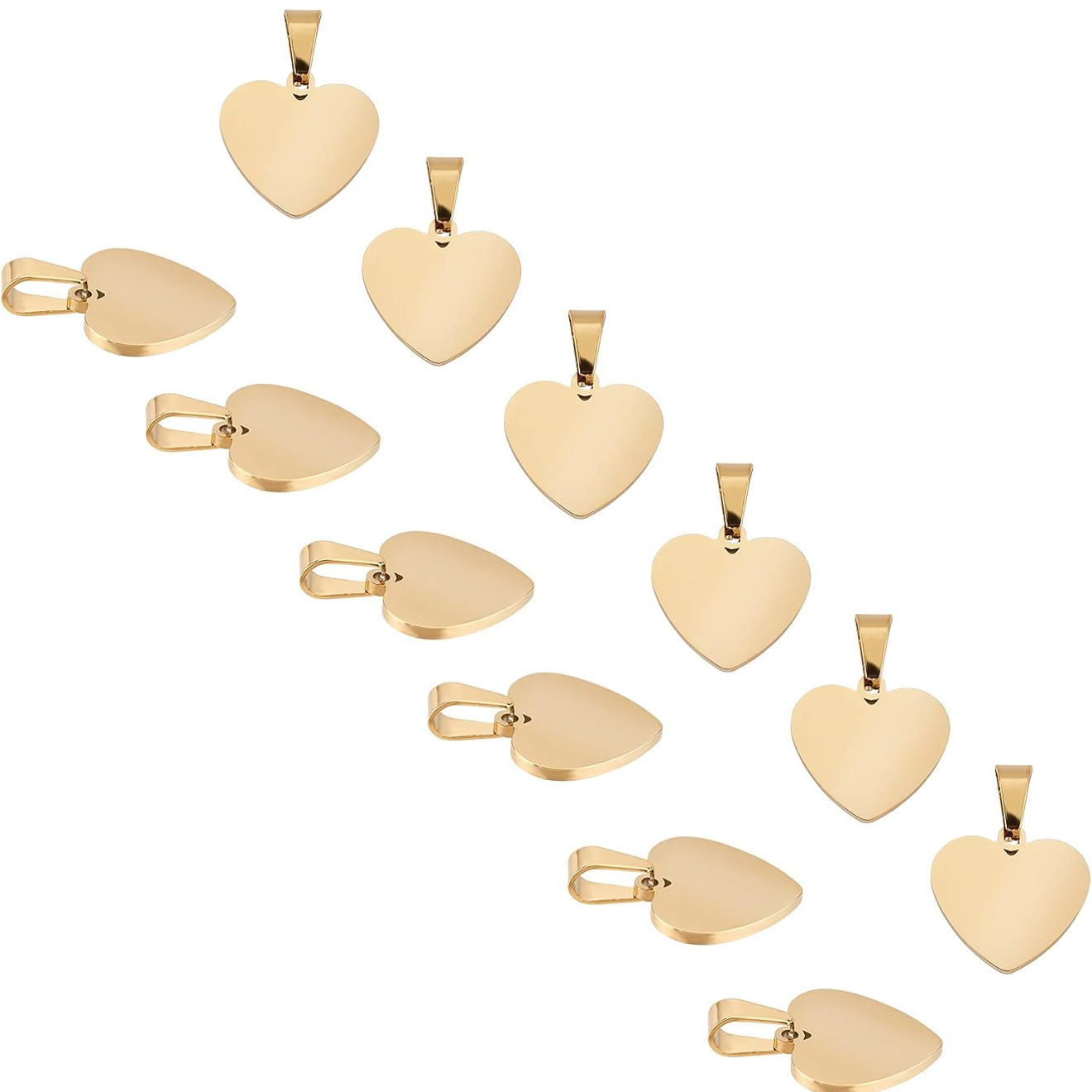Vergoldeter Herzanhänger aus Edelstahl – Personalisierbar