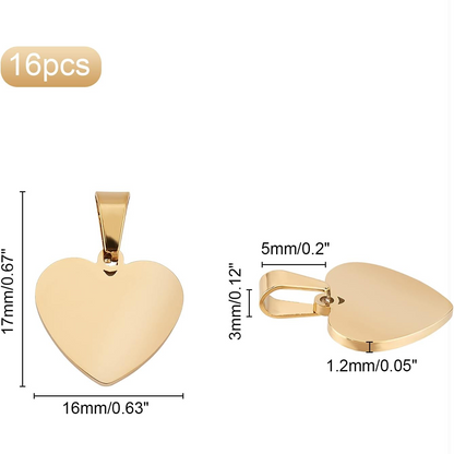 Vergoldeter Herzanhänger aus Edelstahl – Personalisierbar