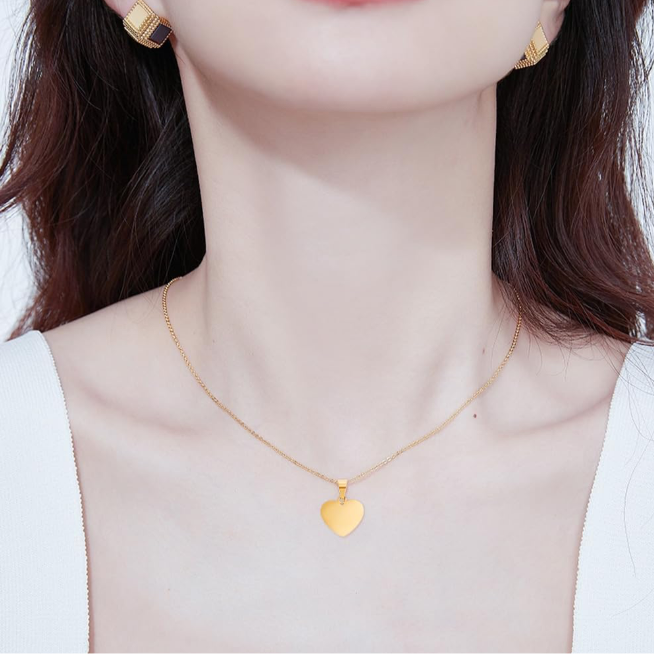 Vergoldeter Herzanhänger aus Edelstahl – Personalisierbar