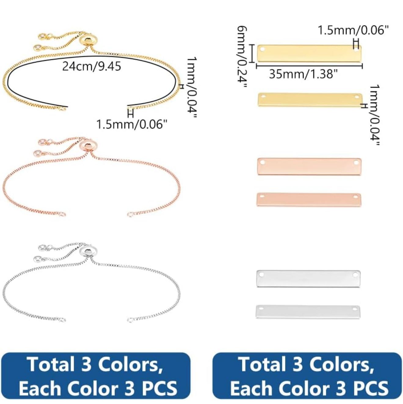 Personalisierbare Armbänder in 3 farben