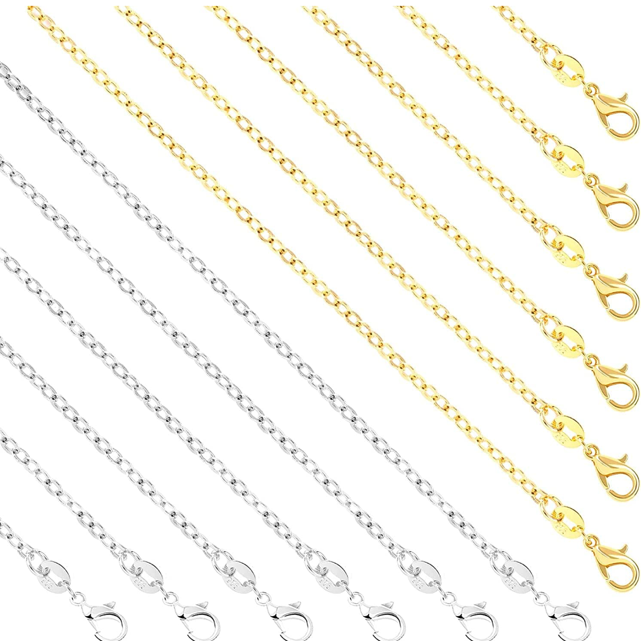 Halsketten in Silber und Gold 45cm