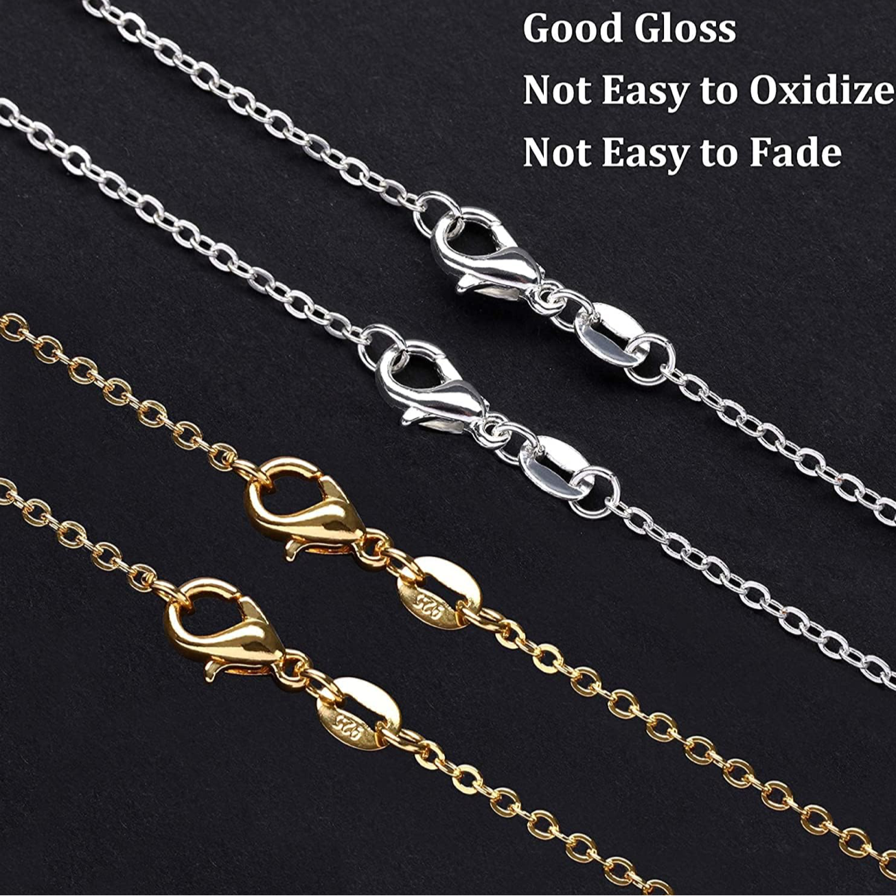 Halsketten in Silber und Gold 45cm