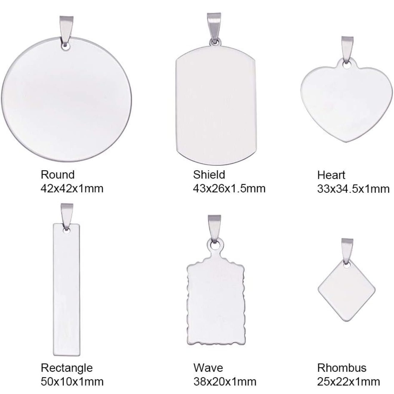 Gemischte Edelstahl Anhänger Silber