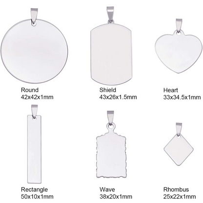 Gemischte Edelstahl Anhänger Silber