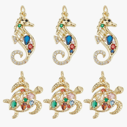 Meeresanhänger Gold mit Diamanten