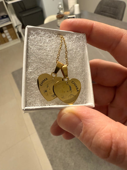 Personalisierter Anhänger in Herzform + Halskette SET