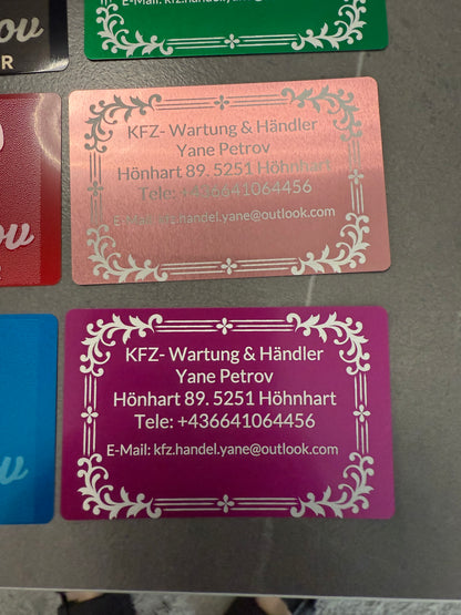 Visitenkarten - Premium Qualität aus Aluminium - Personalisiert